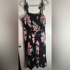 Torrid Black and Pink Floral Midi Dress